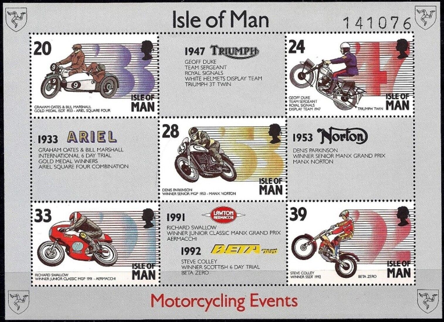 Isle Of Man 1993 ☀ Motorcycles Mss ☀ Mnh**