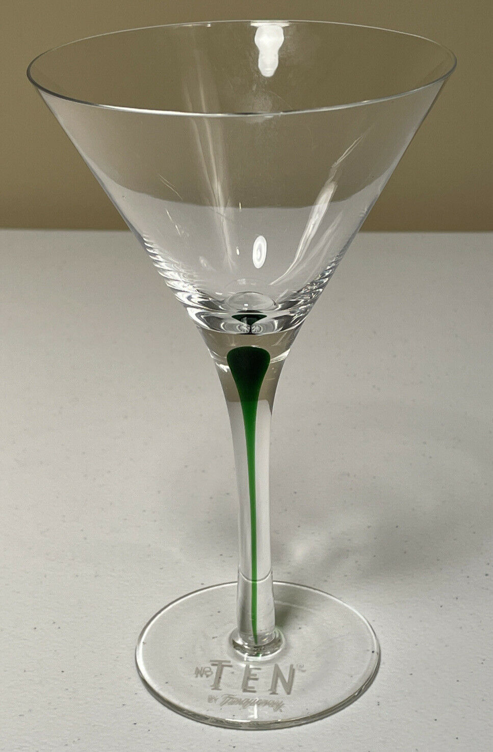 Tanqueray Green  Filament Stem  "no. Ten" Martini Gin Glass 6 3/4" Preowned
