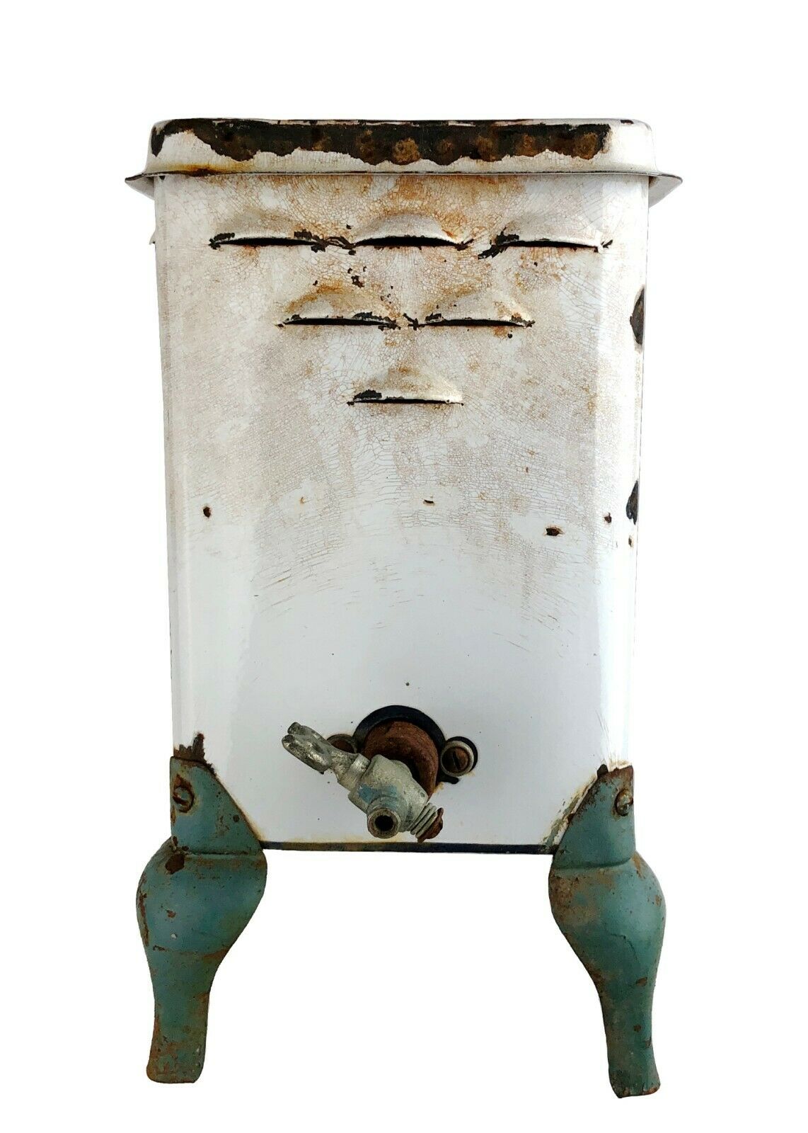 Freestanding Small Antique Vintage Gas Heater Enamel On Steel Alll Original
