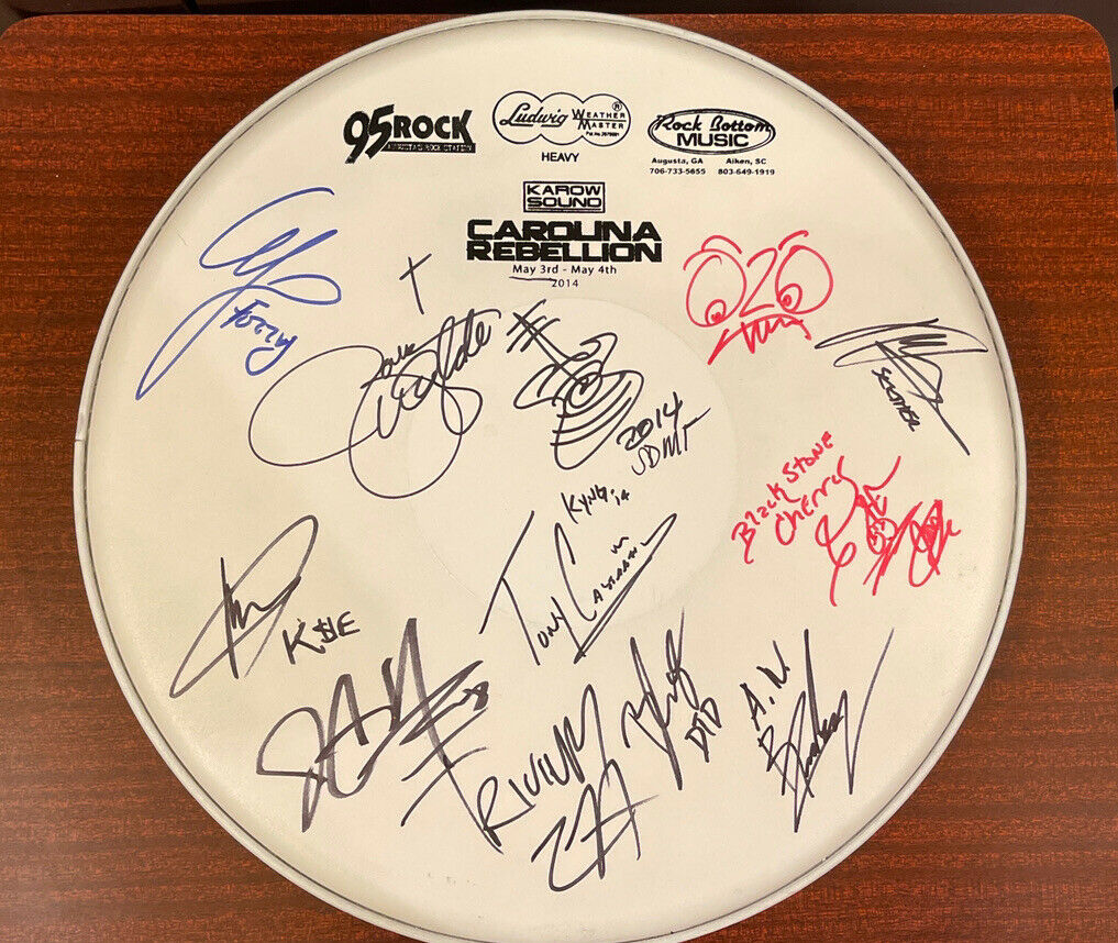 Severalband Members Signed 14” Ludwig Drum Head May,3&4, 2014 Carolina Rebellion
