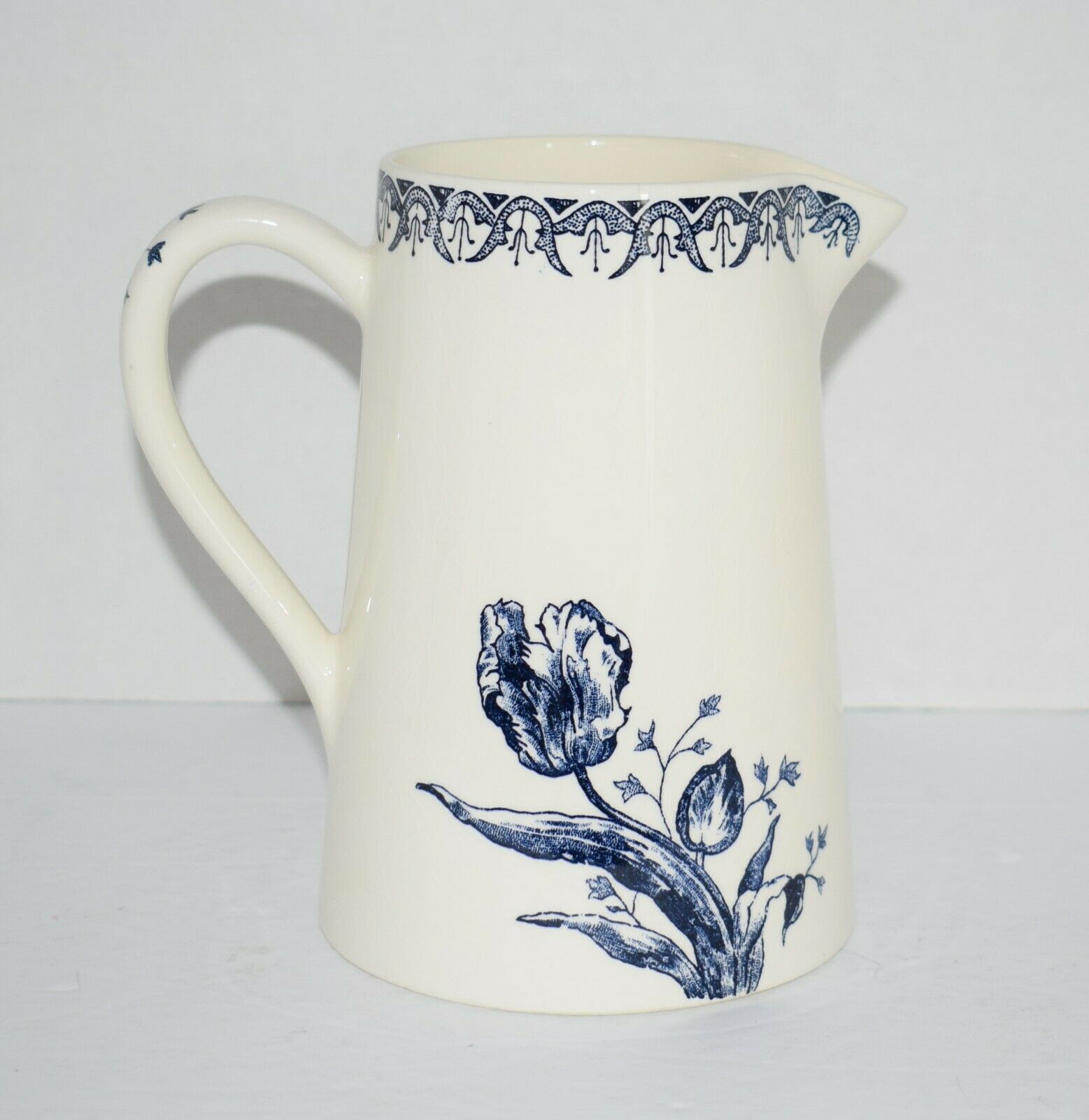Gien Tulipes Blue/white Floral Pitcher Smith & Hawken 7"