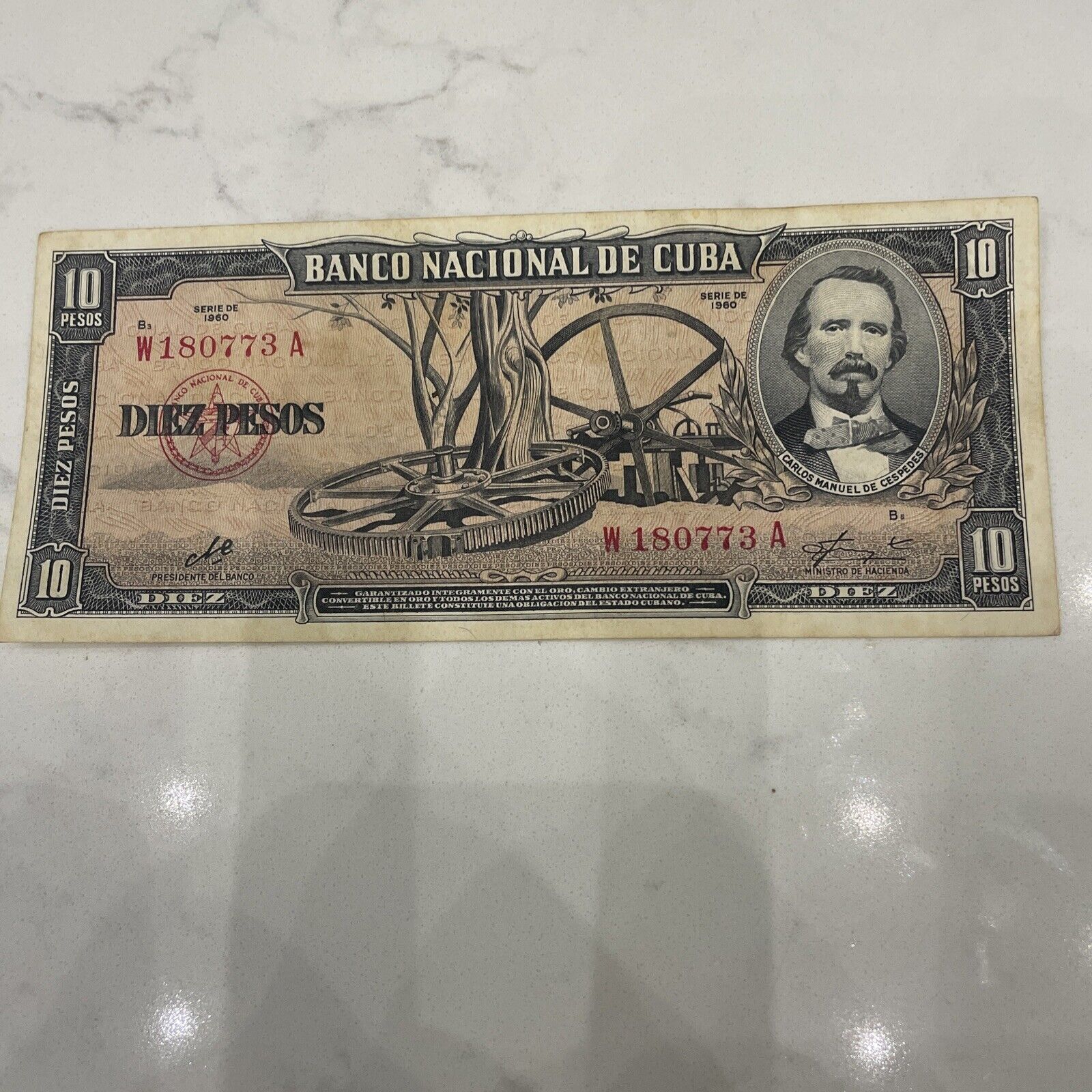 10 Pesos Signed By Che Carlos Manuel De Cespedes Banco Nacional 1960 Very Rare.