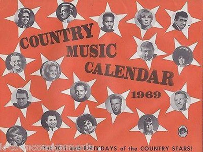 Patsy Cline Charley Pride Country Music Stars Vintage Photo Calendar 1969