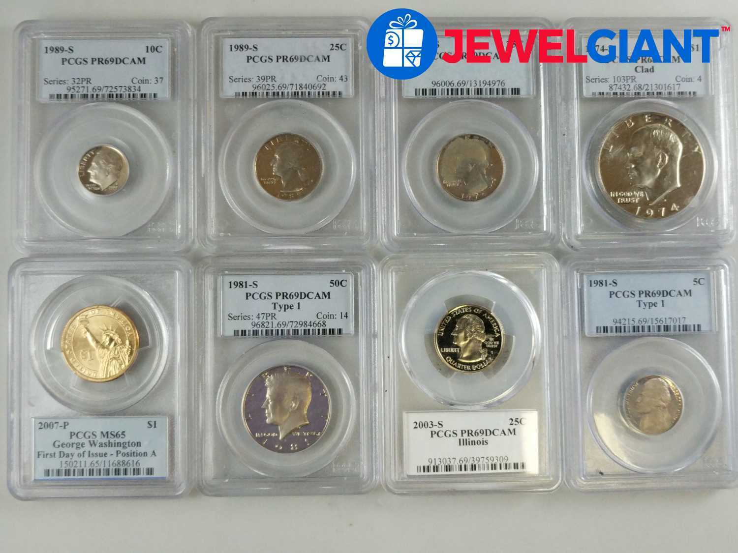 Lot Of 8 Pcgs Graded Us Modern Coins No Silver Au Clad Some Better #bq689