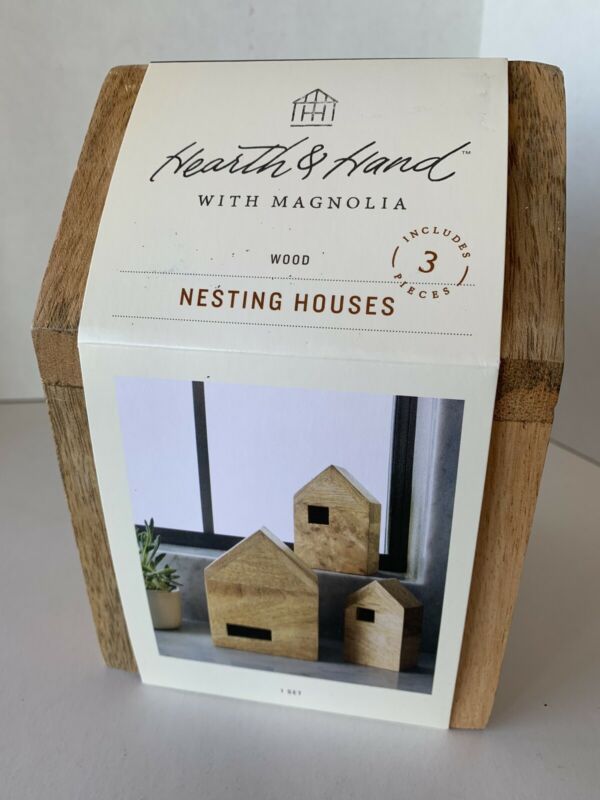 New Hearth And Hand Magnolia Nesting Houses Wood 3 Pieces Brown