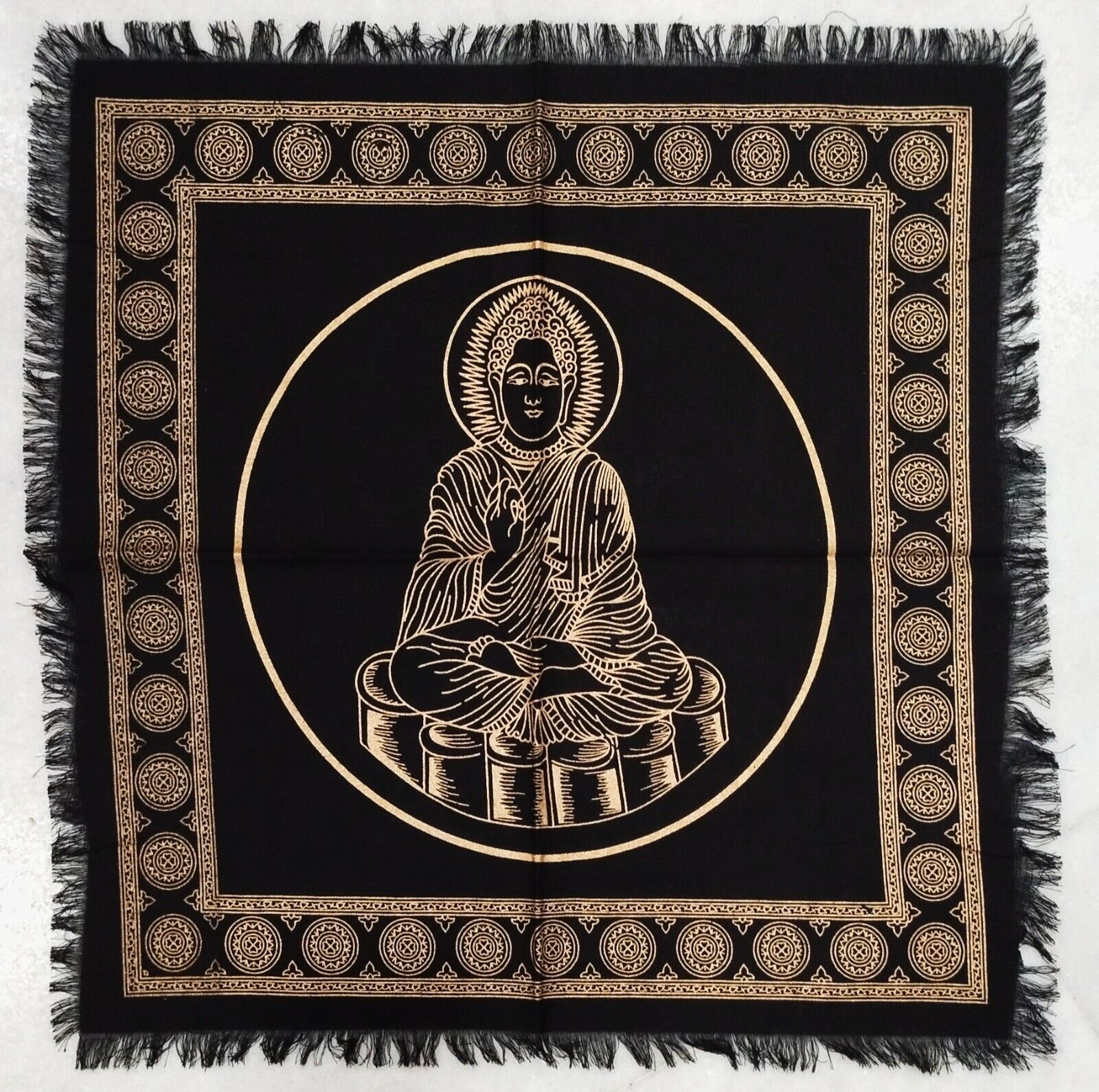 Cotton Tapestries Art Golden Buddha Wiccan Altar Cloths Square Table Napkins 18"