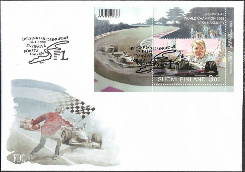 Race Car Mclaren Formula 1 Mika Hakkinen World Champion Finland Mint Fdc 1999