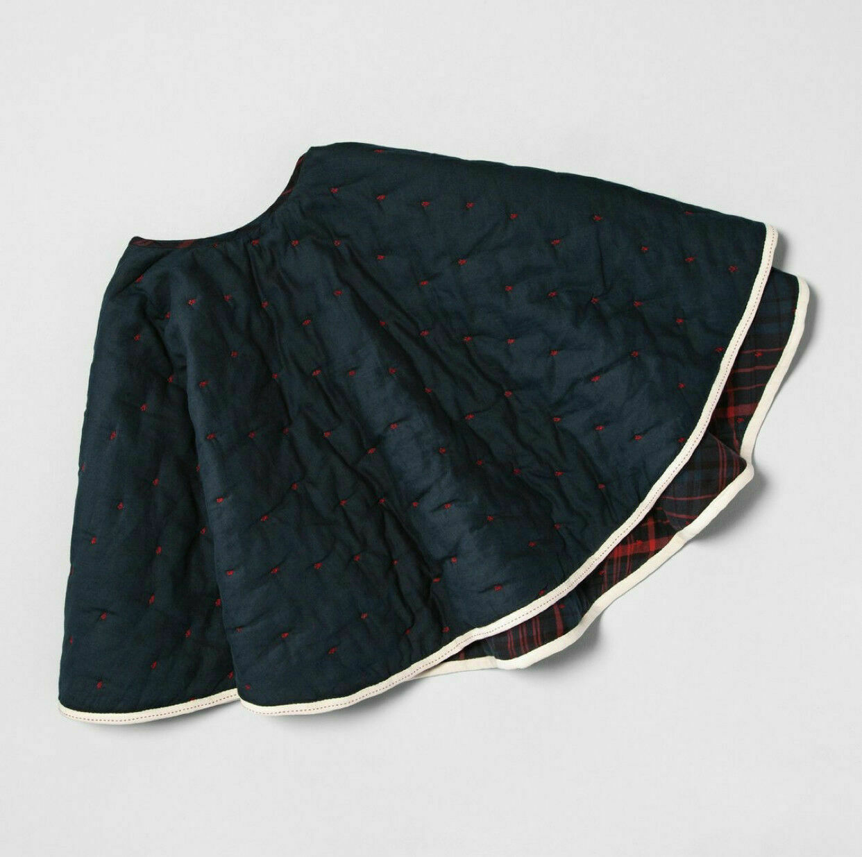 New Hearth And Hand With Magnolia Reversible Plaid Embroidered Tree Skirt