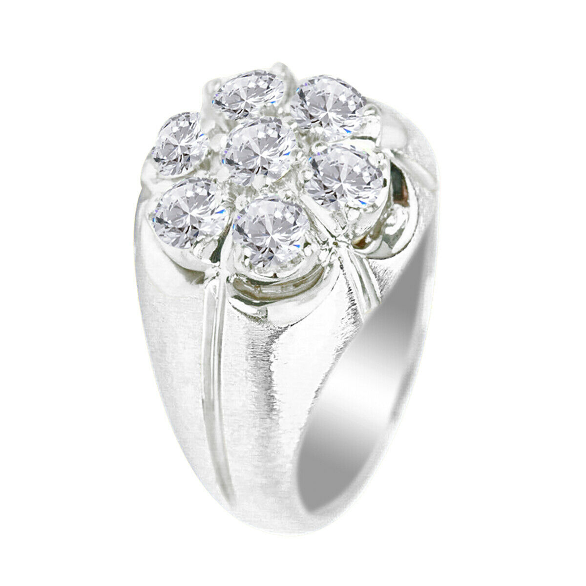 2.75ct Round Cut Seven Stone Diamond Men's Engagement Ring 14k White Gold Over