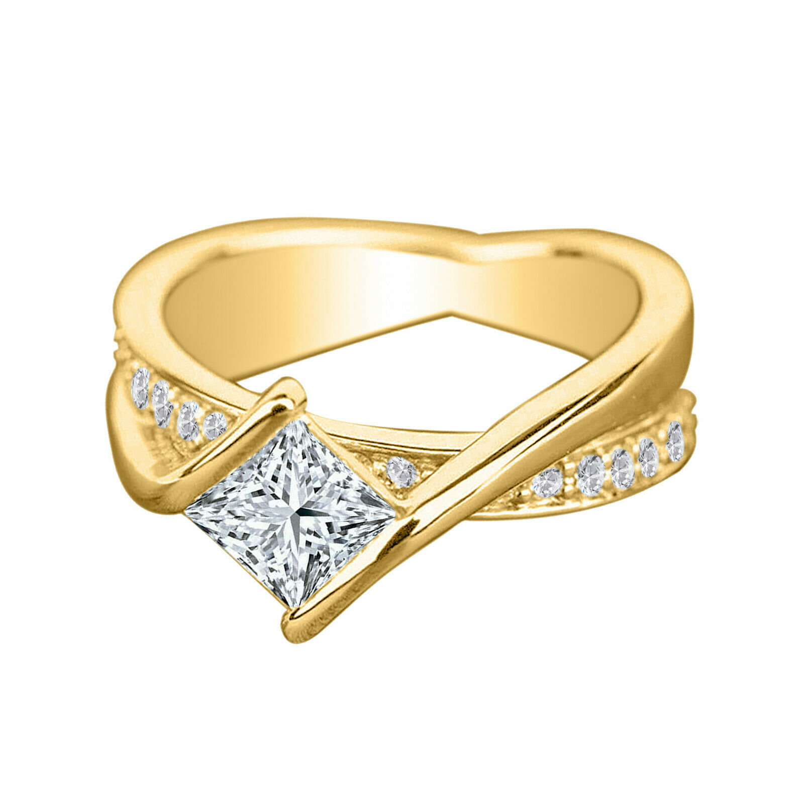 3.30ct Princess Cut Diamond Engagement Ring 14k Yellow Gold Over Jewelry Gift