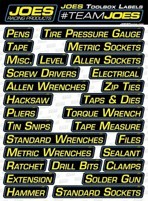 Joes Racing Products 17500 Tool Box Labels