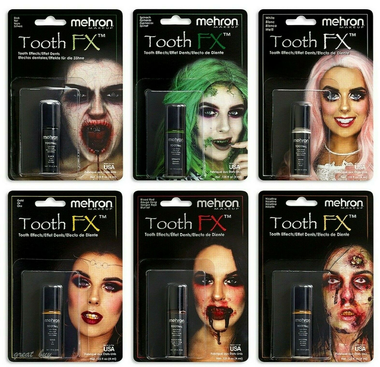 Mehron Tooth Fx Color Paint Theater Costume Zombie Teeth .25 Oz Makeup Pick !!!