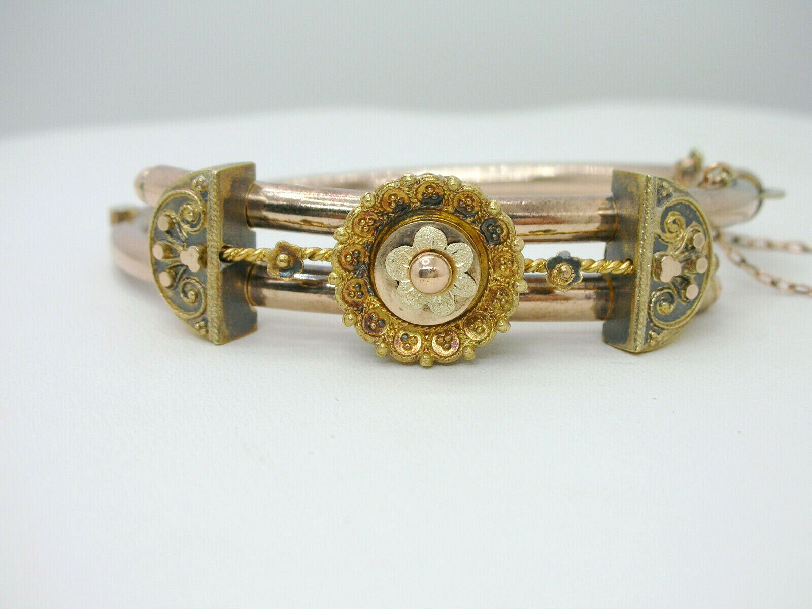 Victorian Vintage Etruscan Revival Gold Filled Wedding Bangle Bracelet Sz 6