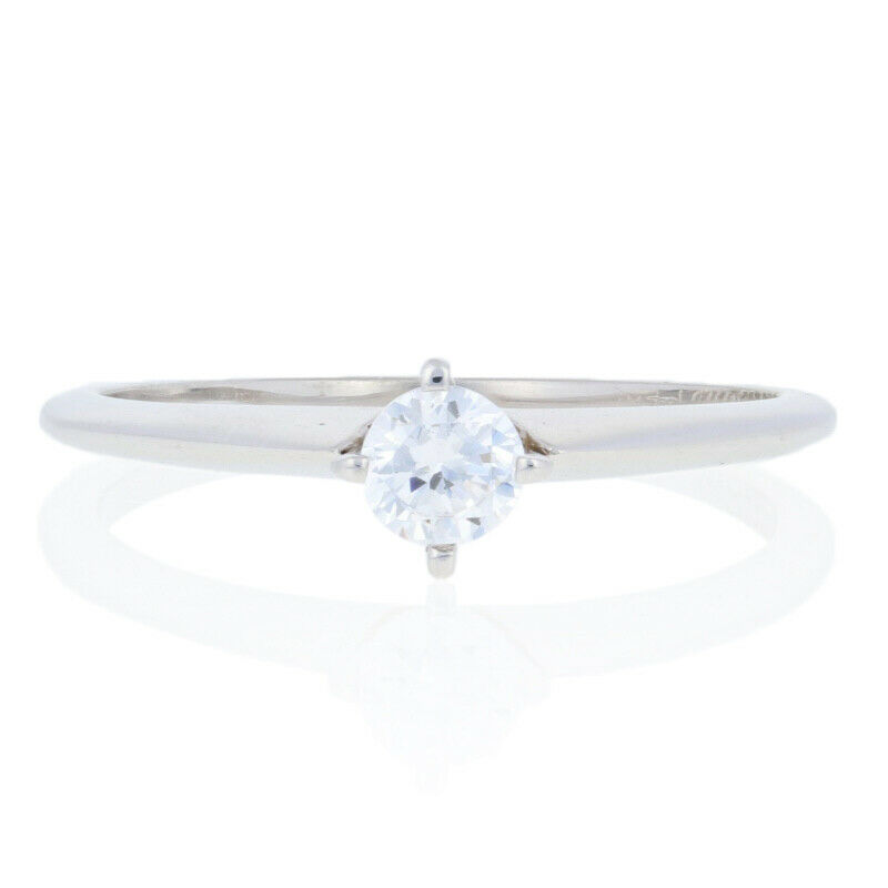 Cubic Zirconia Engagement Ring - 14k White Gold Cz Solitaire
