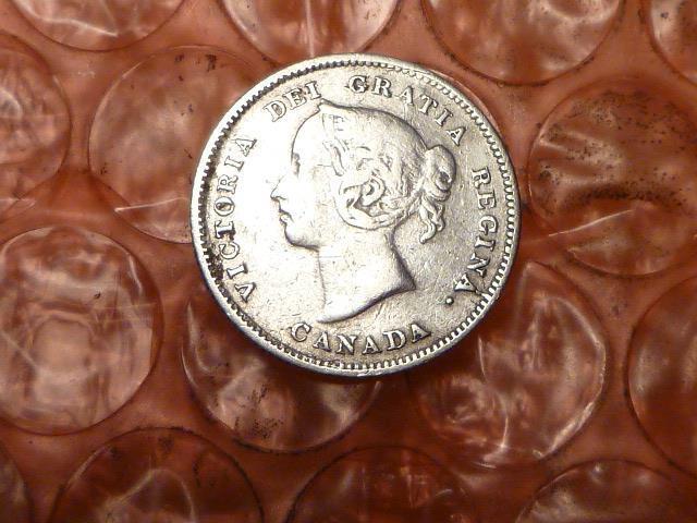 Canada Small 1886 Repunched 6 Silver 5 Cents Coin Rare # 1