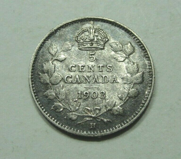 1903 H Canada Silver 5 Cent Piece Nickel