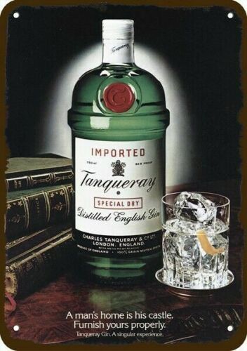 1981 Tanqueray English Dry Gin Vintage Look Replica Metal Sign - Not Actual Gin!