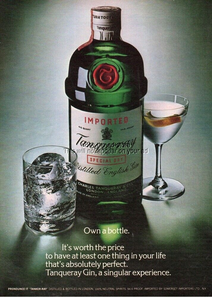 1979 Tanqueray Gin Classic Green Bottle Photo Vintage Magazine Print Cocktail Ad