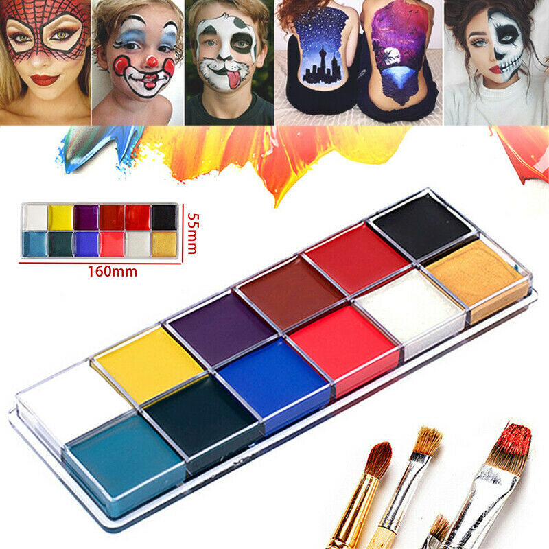12 Colors Face Body Paint Oil Painting Art Make Up Tool Set  Halloween Party Kit