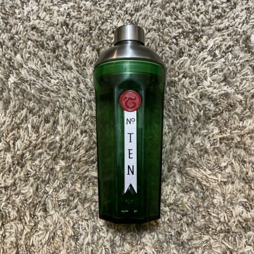 Tanqueray No. Ten 10 Gin Green Glass Cocktail Shaker Metal Cap And Etched Lid