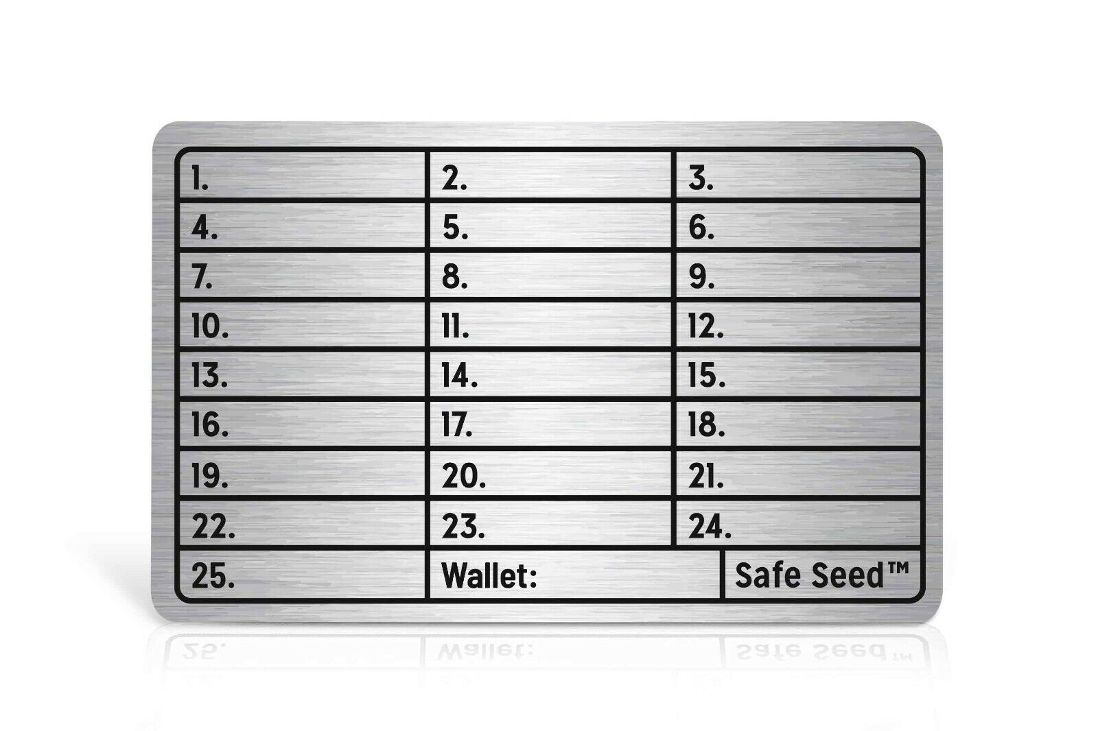 Safe Seed Stainless Steel Metal Wallet Stamp Plate Crypto Seed Phrase Storage