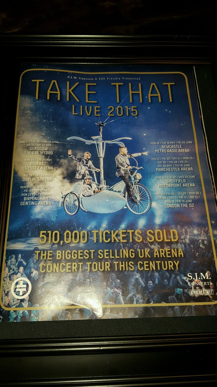 Take That Live 2015 Uk Tour Rare Original Promo Poster Ad Framed!