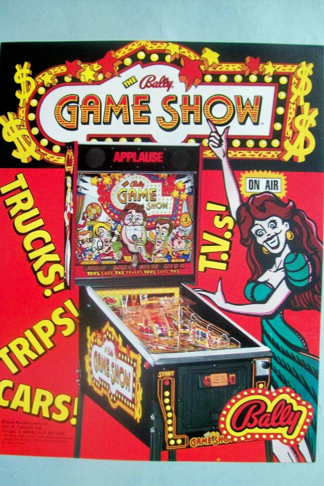 Vintage/original 1990 Bally Game Show Pinball Flyer - Mint Condition
