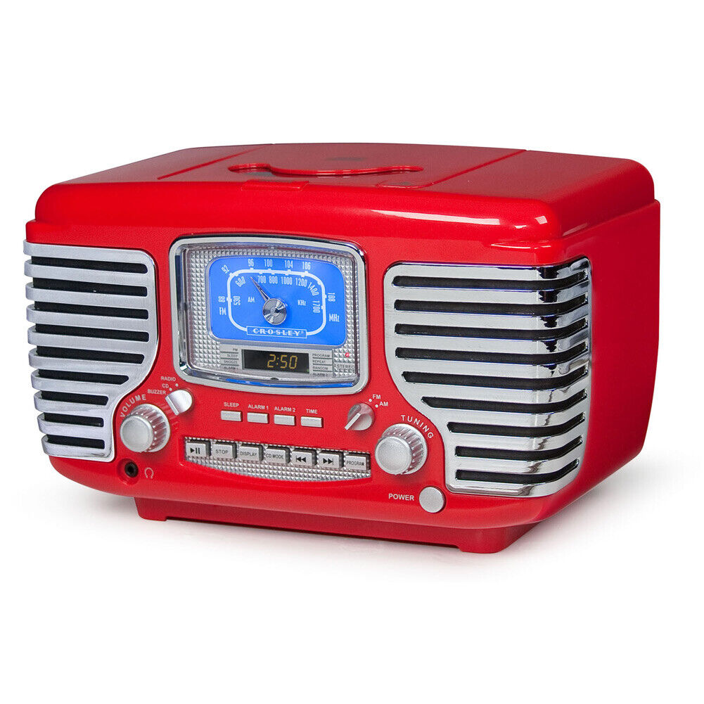 Crosley Corsair Vintage Style Radio - Cd Player Alarm Clock - Red