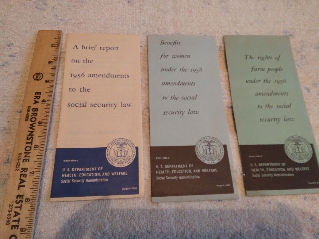 1956 Social Security Benefits For Women Rights Of Farm People Lot Of 3 Pamphlets